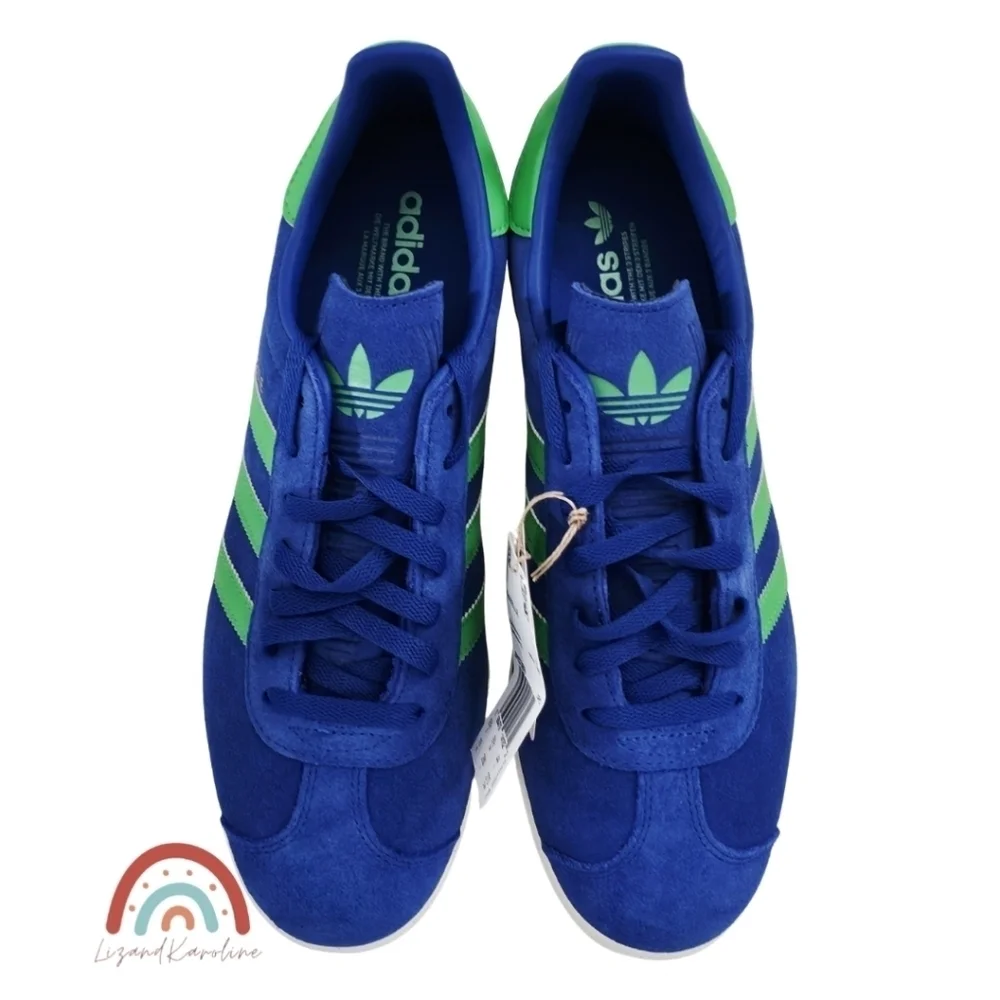 New! Adidas Originals Gazelle Shoes in Royal Blue Green